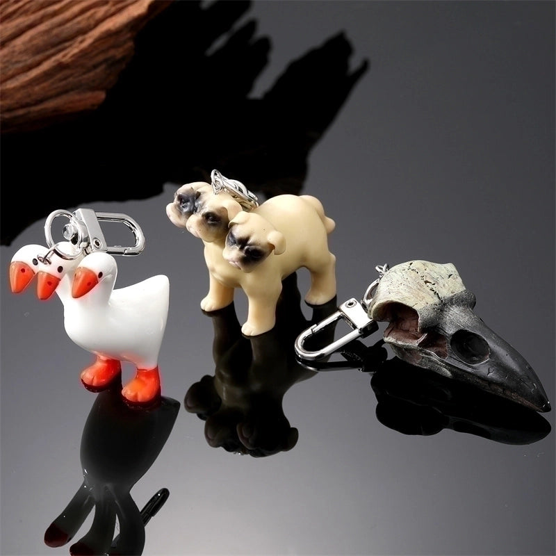 Fashion Dog Skull Goose Alloy Resin Halloween Keychain