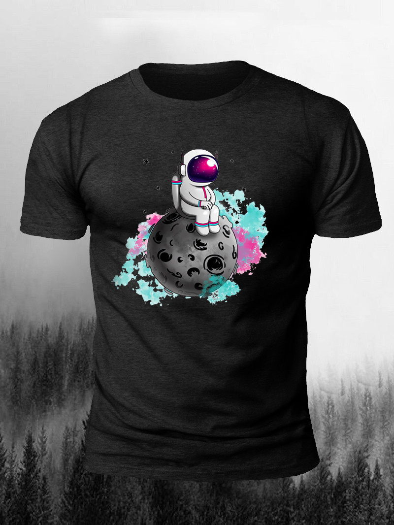 Astronaut Print Short Sleeve T-Shirt