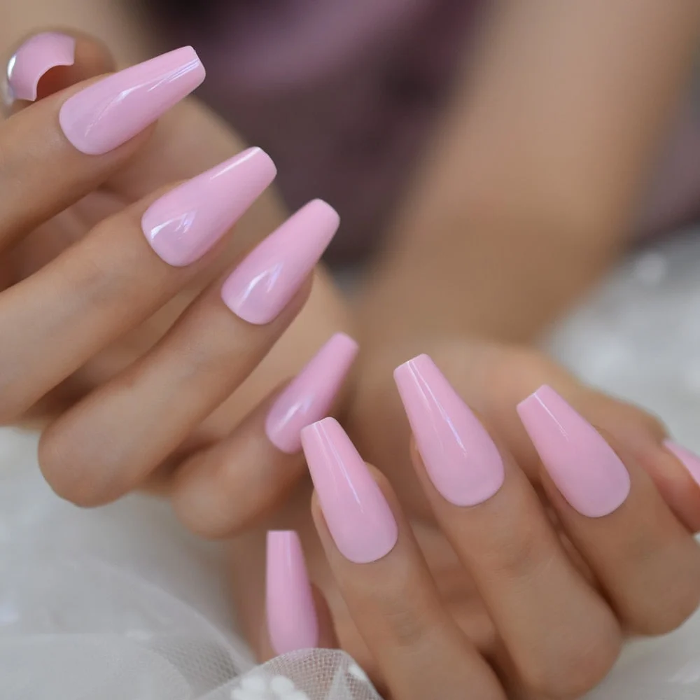 Gorgeous Diamond Blue Fake Nails Long Ballerina Shape Gelnails Thick Reusable Artificial Nail Art Tips 24-Nail Inspo