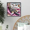 Chat et oiseau - perceuse ronde peinture diamant - 40*40cm