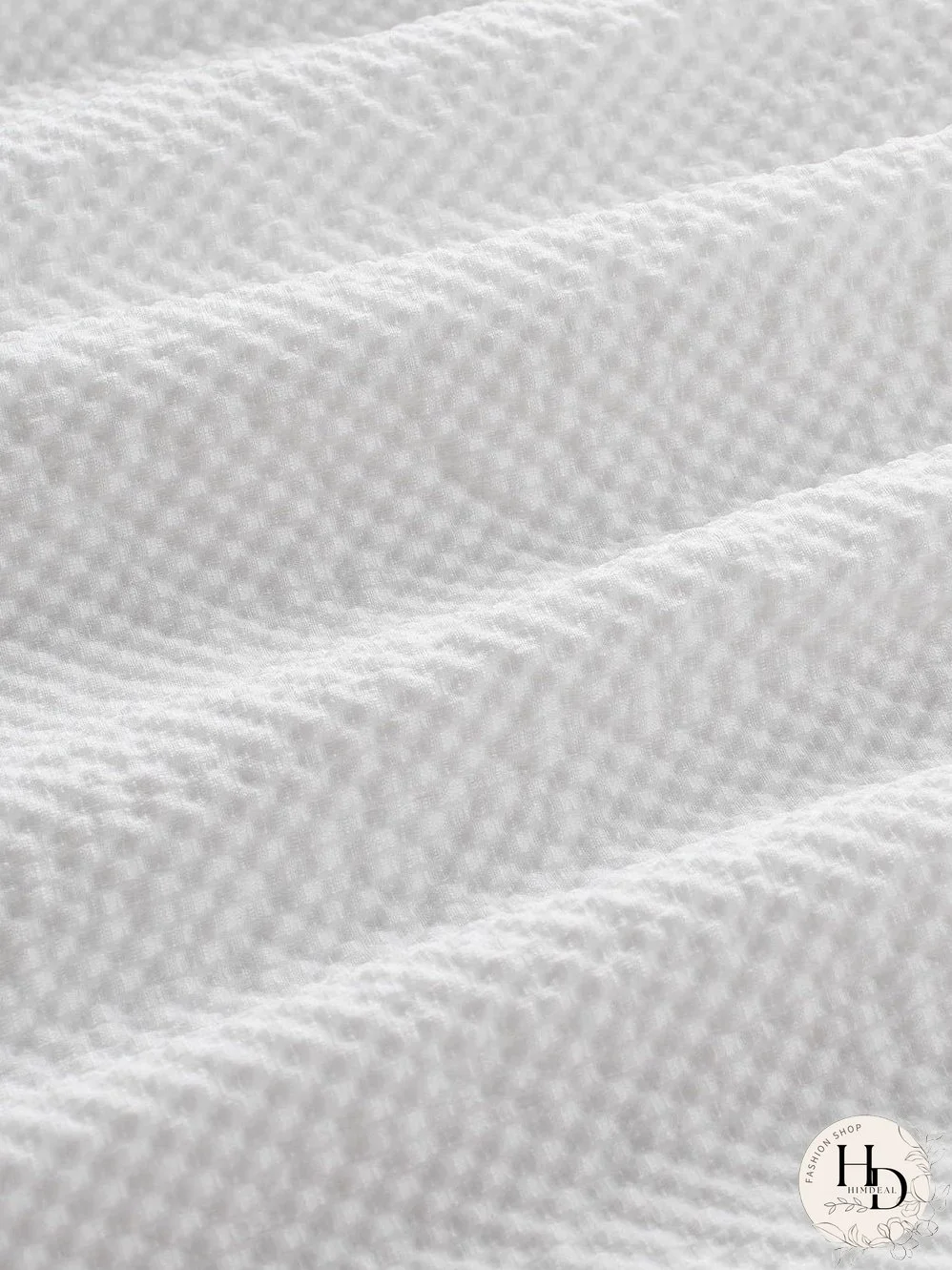 White Waffle Knit Flutter Sleeve Blouse with Notch Neck Detail