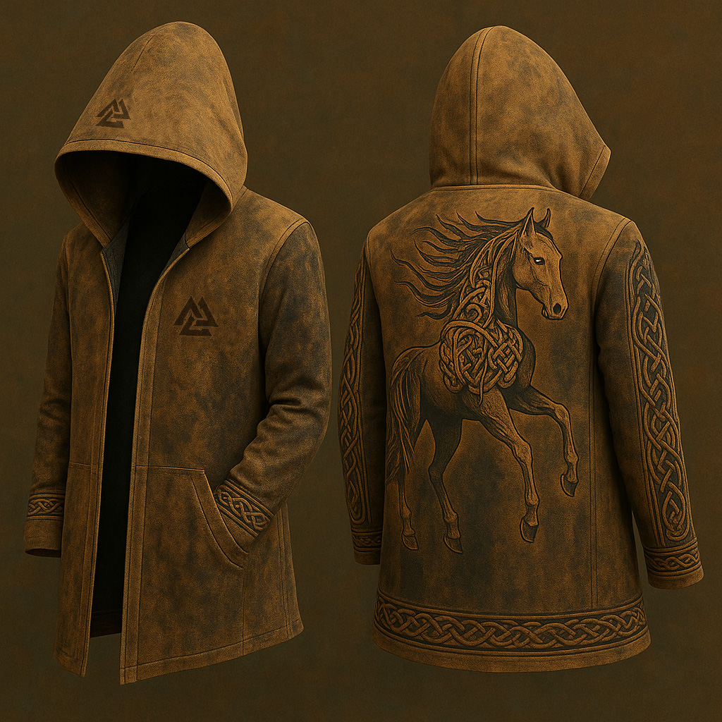 Men's Viking Sleipnir Knot Vintage Nordic Hooded Jacket