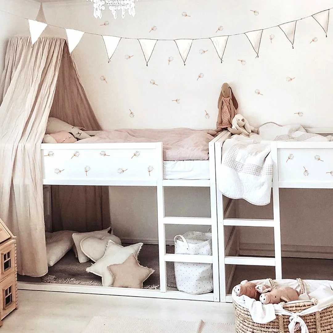 Boho Nursery Dandelion Wall Sticker for Children's Room Baby Girls Boys Room Home Decoration Nordic Warm Vintage Stickers