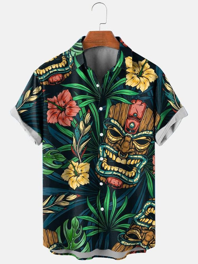 Hawaiian Inspired Floral Print Casual Short Sleeve Shirt