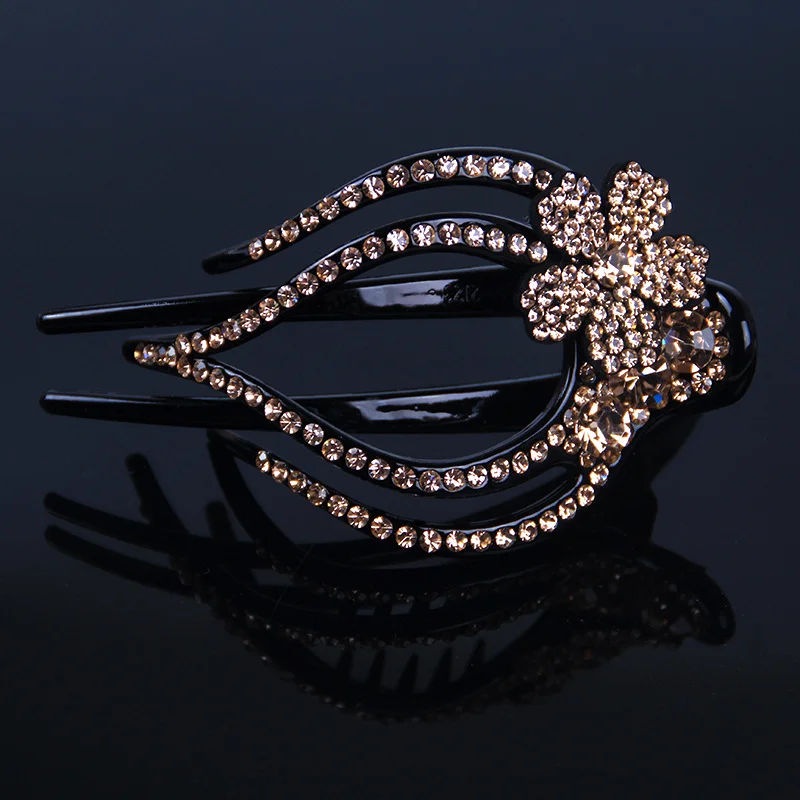High-end Korean version of the three-tooth rhinestone non-slip duckbill clip