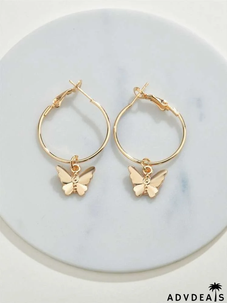 Metal Butterfly Drop Earrings