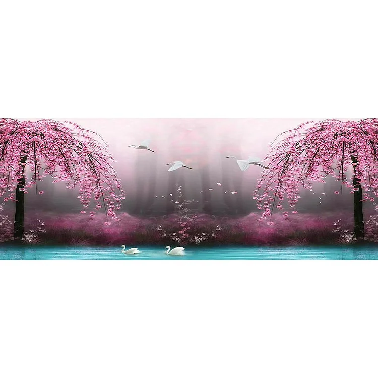 Goose & Tree - Full Round Drill Diamond Painting - 80x30cm(Canvas)