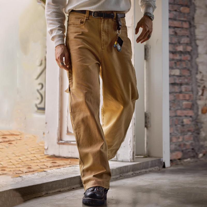 Men's Loose Straight Cotton Canvas Cargo Pants