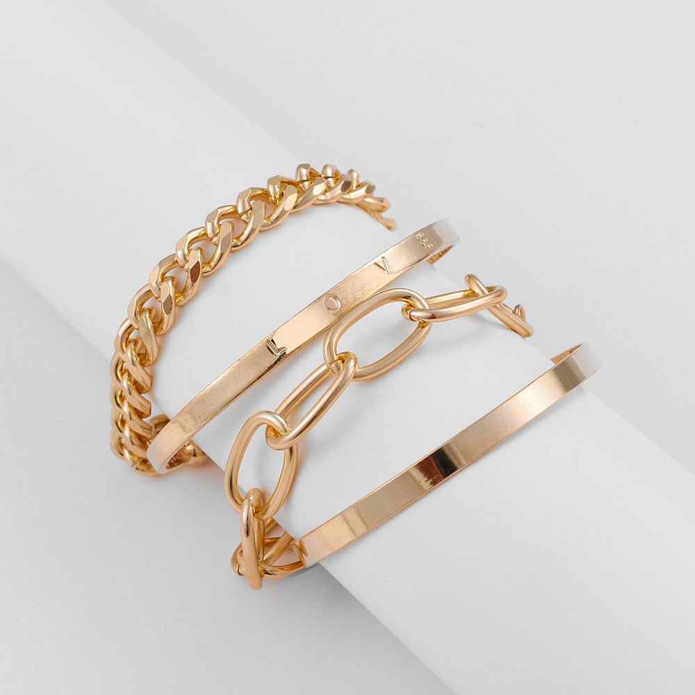 love chain bracelet set of three