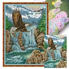 >SALE<Full Embroidery Cotton Thread 11CT Printed Waterfall Eagle Cross Stitch 50x70cm