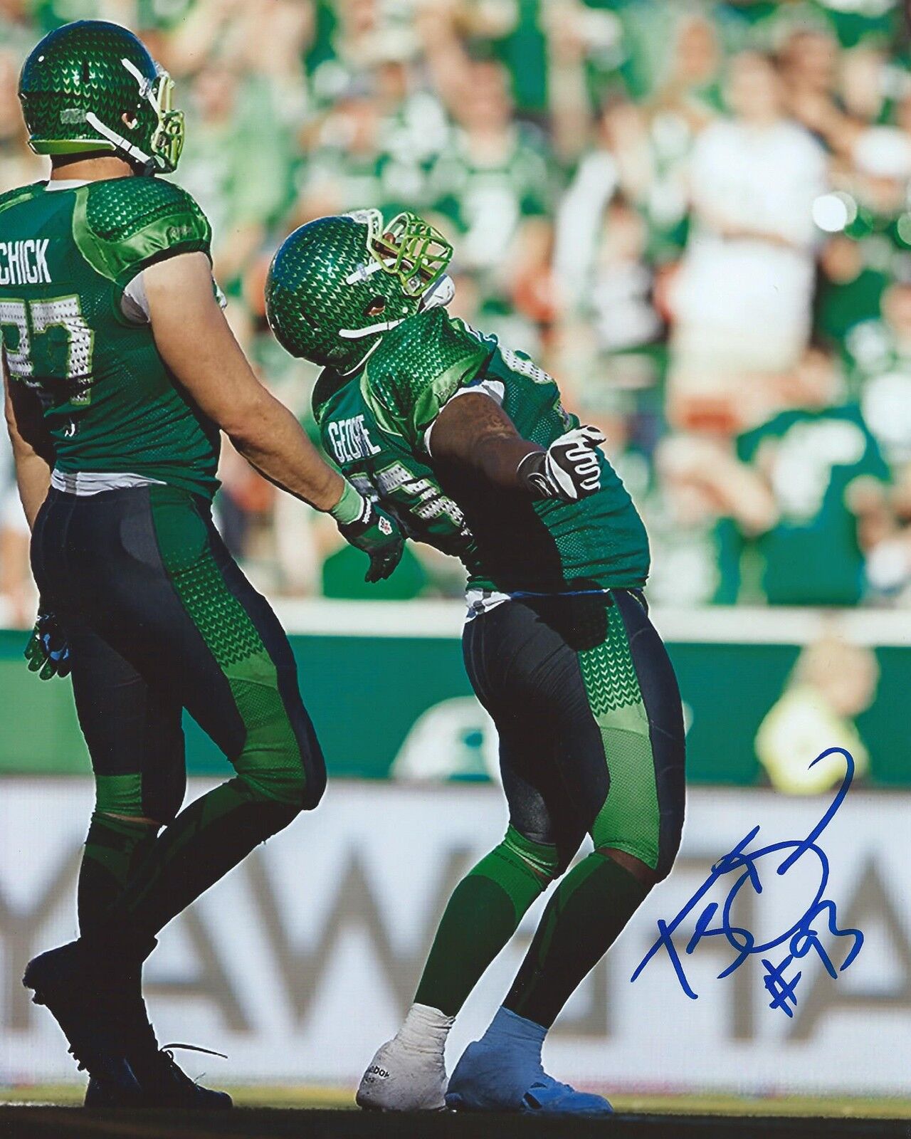 Tearrius George Signed 8x10 Photo Poster painting Saskatchewan Roughriders Autographed COA B