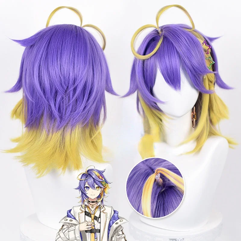 Nijisanji EN Aster Arcadia Two Colors Purple Yellow Wig ON275