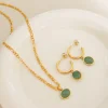Green Aventurine & Golden Earrings Necklace