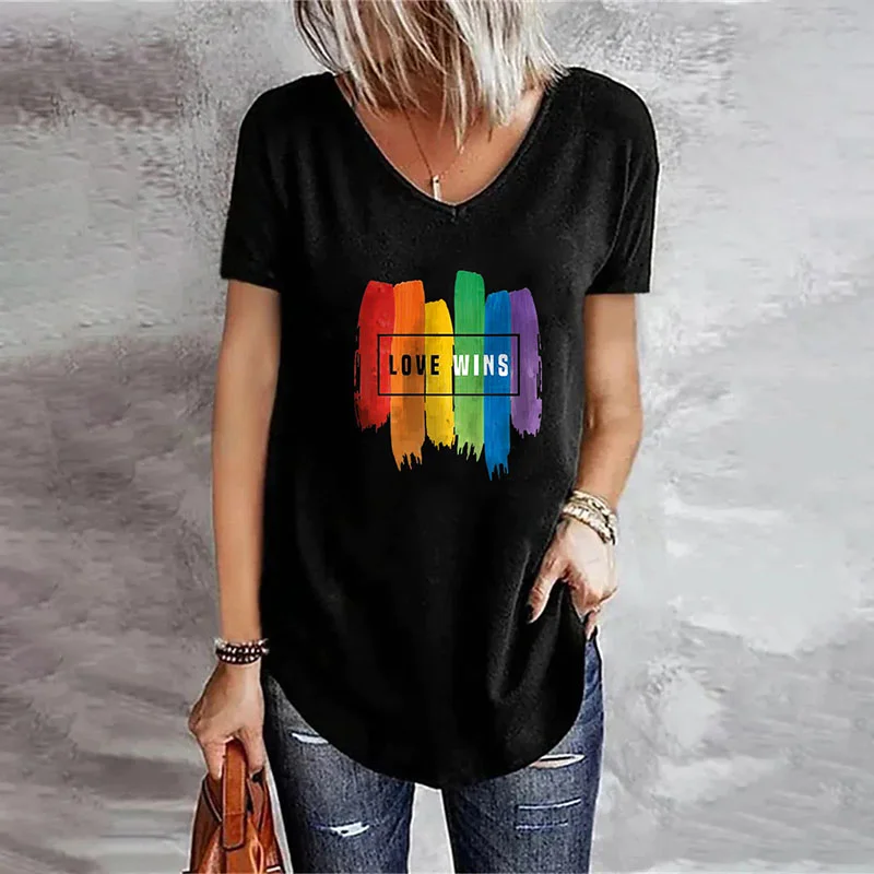 Love Wins Colorful Print Casual T-Shirt