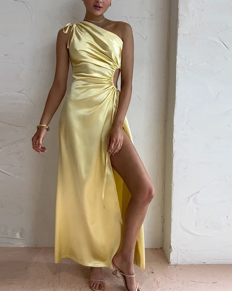 Elegant Holiday Party One Shoulder Dress