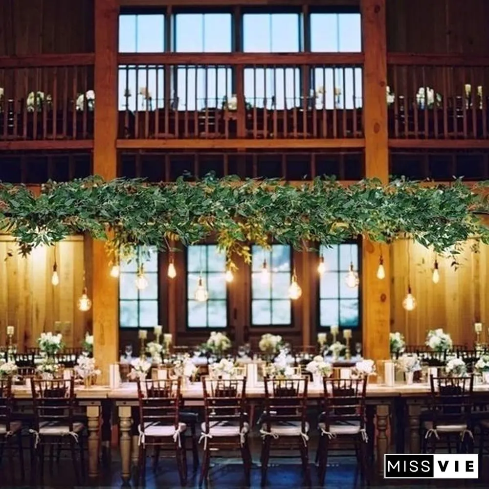 170/100 cm Artificial Willow Leaves Garland Faux Wreath Wedding Backdrop Home Wall Decor 10/8/5/4/2/1 pcs