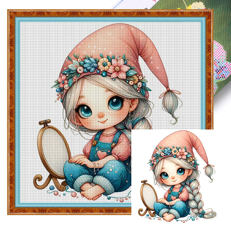 【Yishu Brand】Gnome Sewing 11CT Stamped Cross Stitch 50*50CM