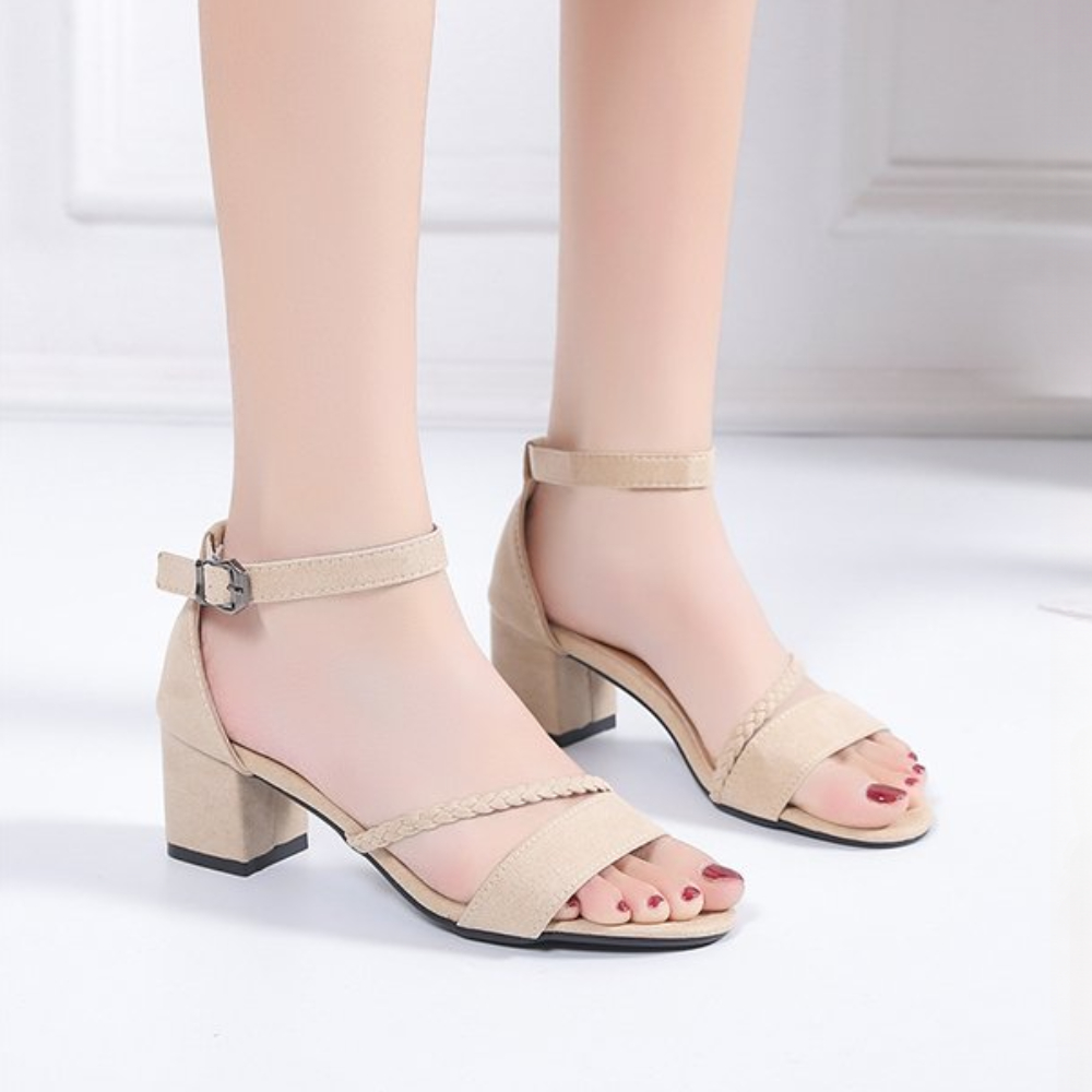 Megaarcadee Thick Heeled Sandals for Women High Heels Shoes Woman 2025 Trend Round Toe Design Summer Women's Heel Sandals Size 35-42