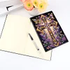 (US Local)50-Page A5 Size Cross Pattern Rhinestone Art Painting Notebook Kit for Gift
