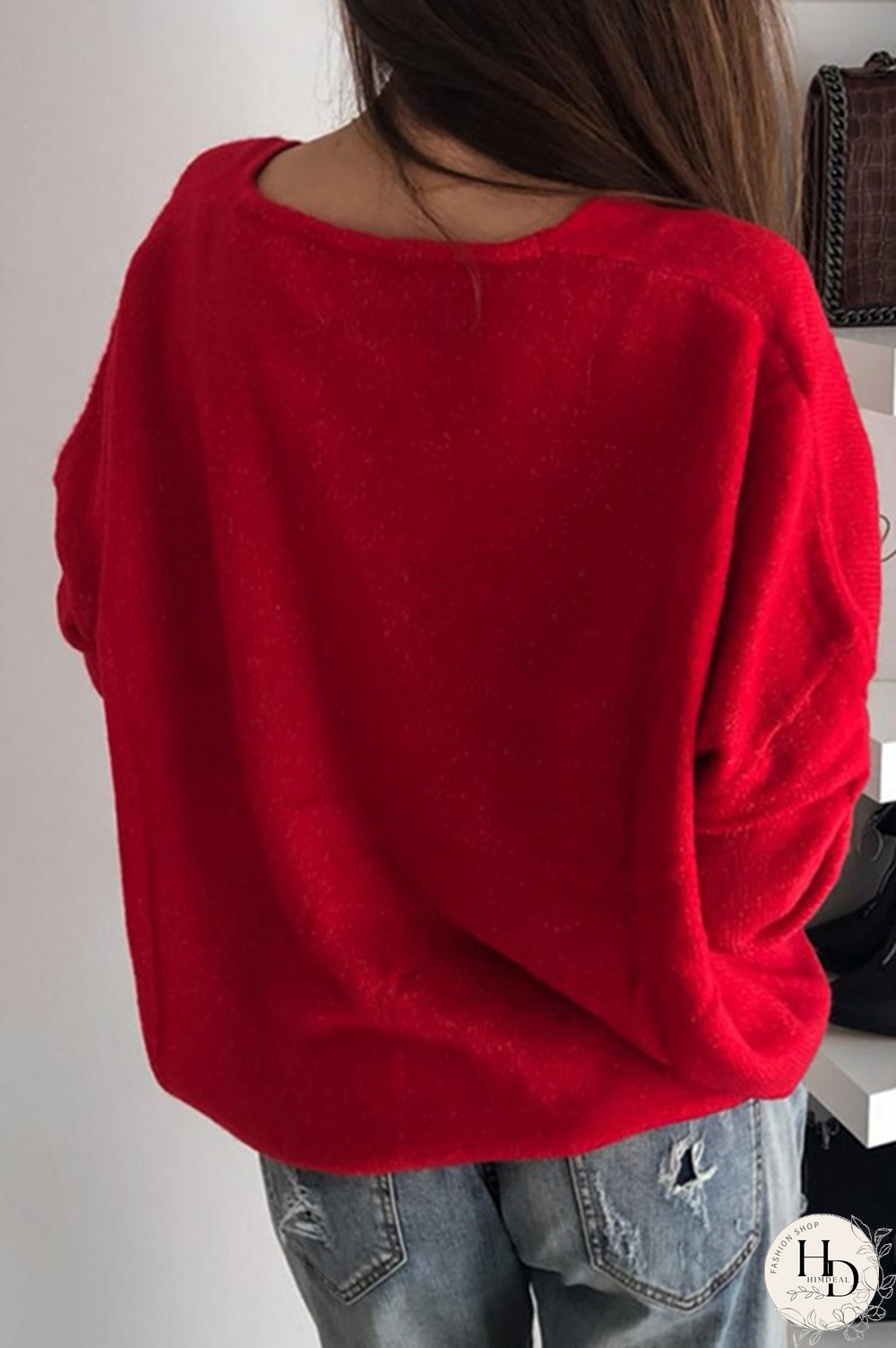 Casual Solid Basic V Neck Tops Sweater（4 colors）