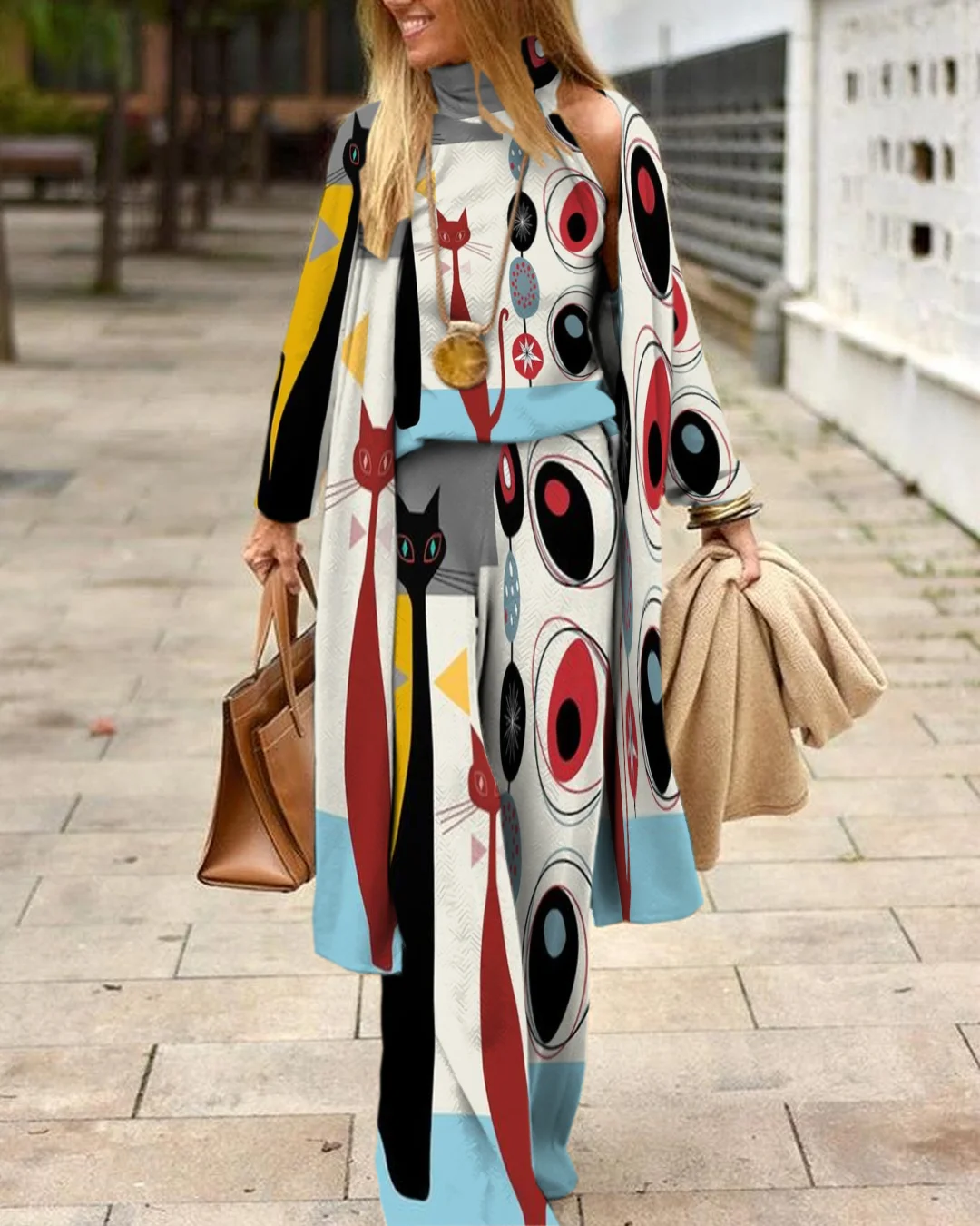 Herringbone Sweater Three-Piece Suit b64a