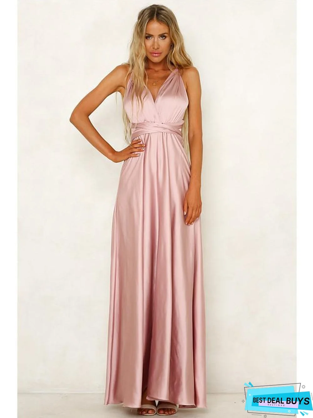 Women's Sheath Dress Maxi long Dress Sleeveless Solid Color Backless Summer Hot Sexy Blushing Pink Green