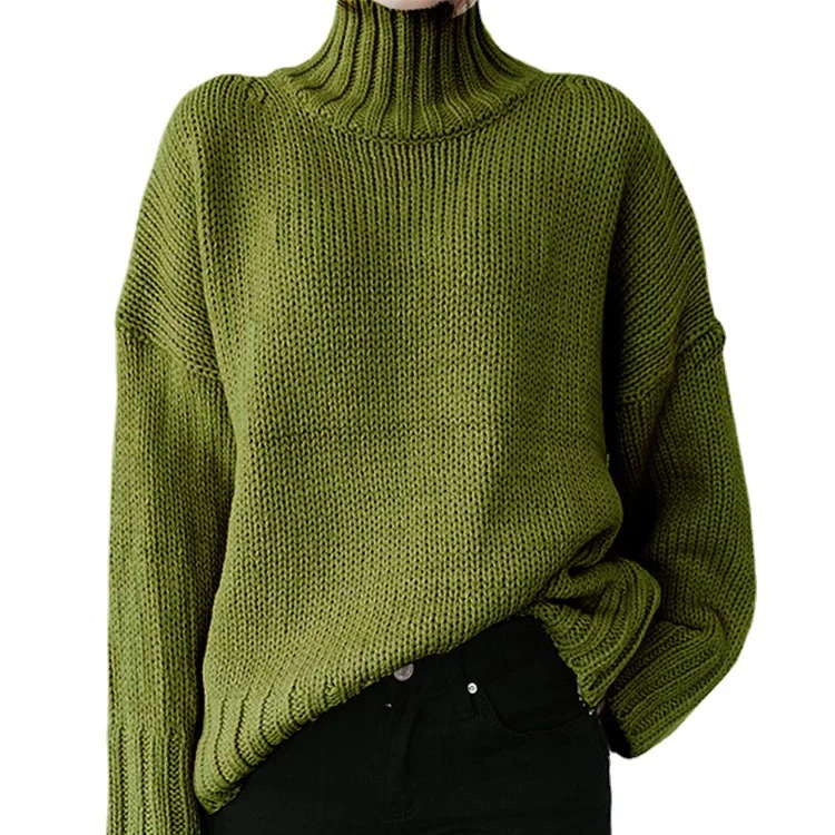 Wongn Wongn Autumn And Winter New High Collar Long Sleeve Solid Color Knit Jumper Sweater Women's Clothing