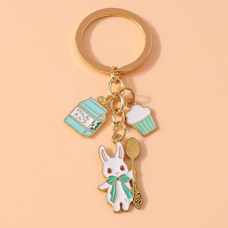 Cartoon Style Sweet Rainbow Bear Duck Alloy Keychain