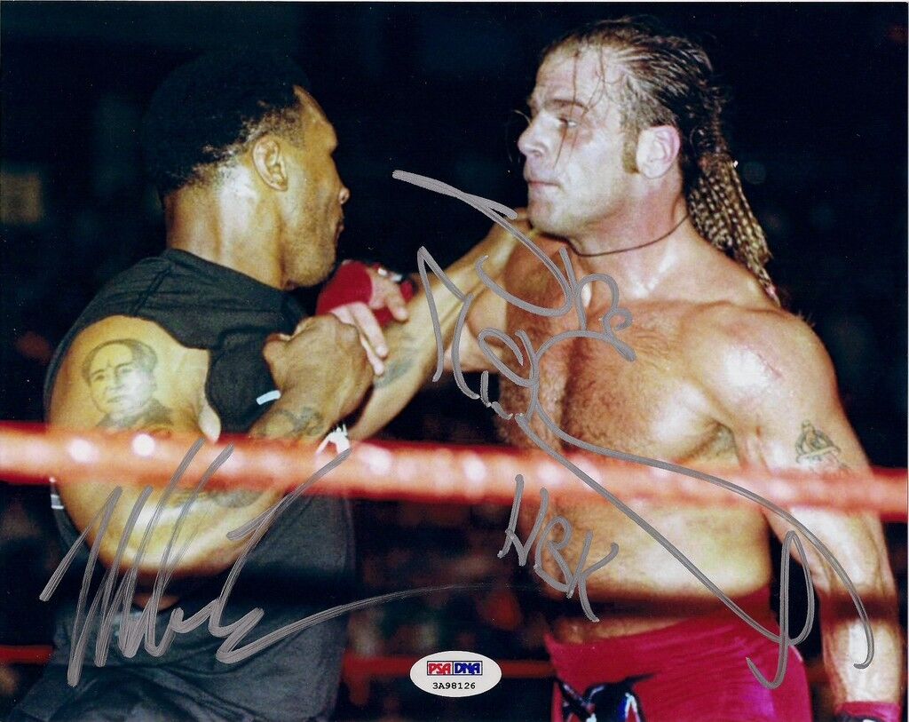 Mike Tyson & Shawn Michaels Signed 8x10 Photo Poster painting PSA/DNA COA WWE Wrestlemania 14