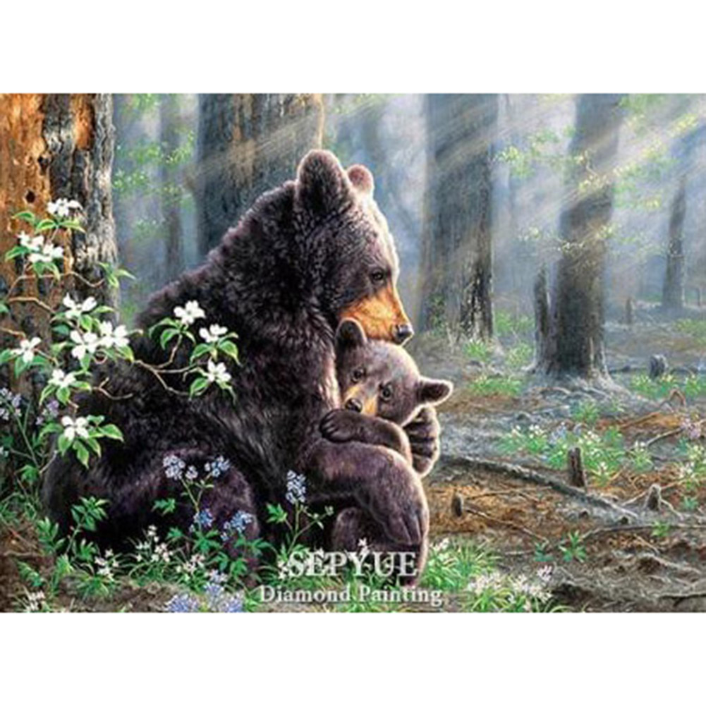 

40*30CM - Round Drill Diamond Painting - Black Bear, 501 Original