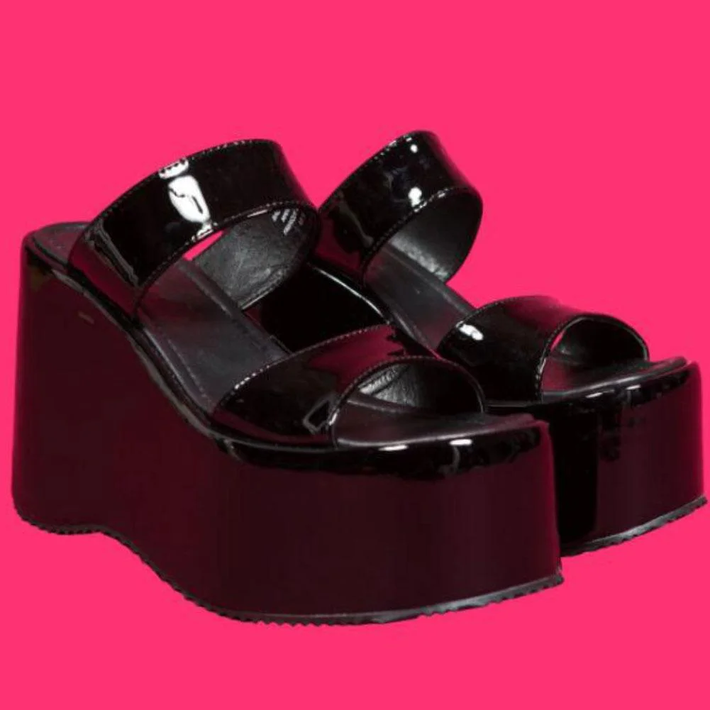 Brand New 2021 High Heels Black Gothic Cosplay Comfortable Walking Wedges Summer Thick Platform Sandals Shoes Woman 1113