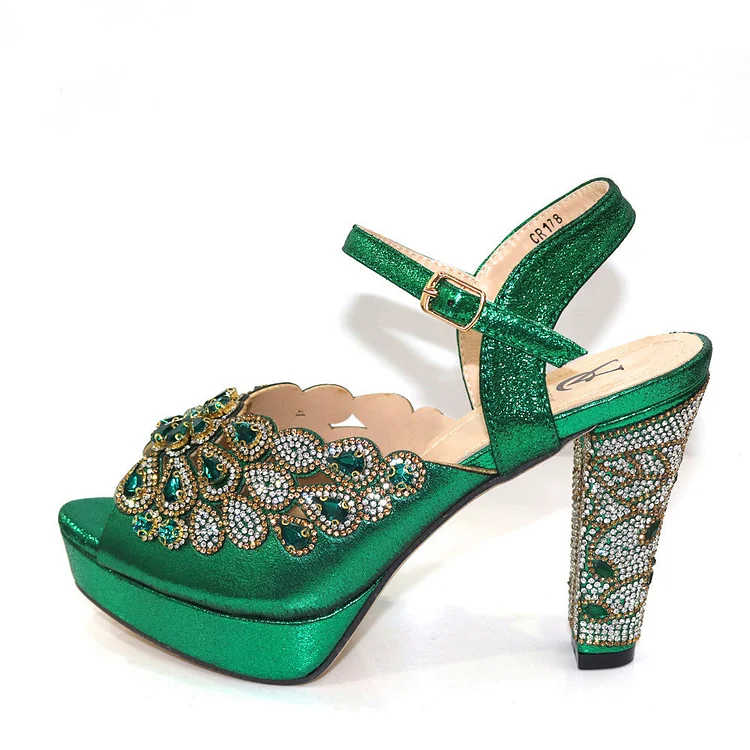 Fish Mouth High Heels Shiny Rhinestone Fashion Sandals  Stunahome.com