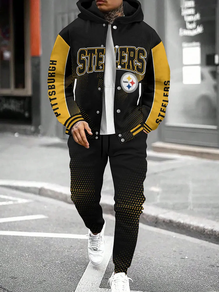 Pittsburgh Steelers  2026  New Design Hooded Jacket With Drawstring Waistband Joggers 2pcs Set
