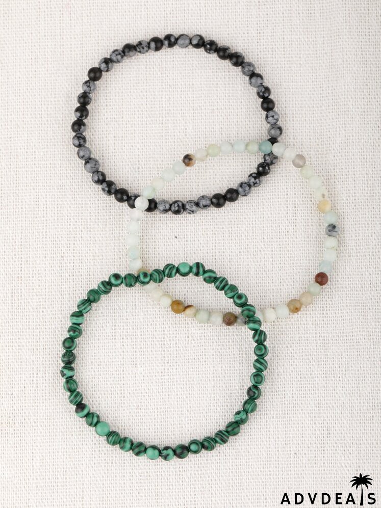 3pcs Stone Beaded Bracelet