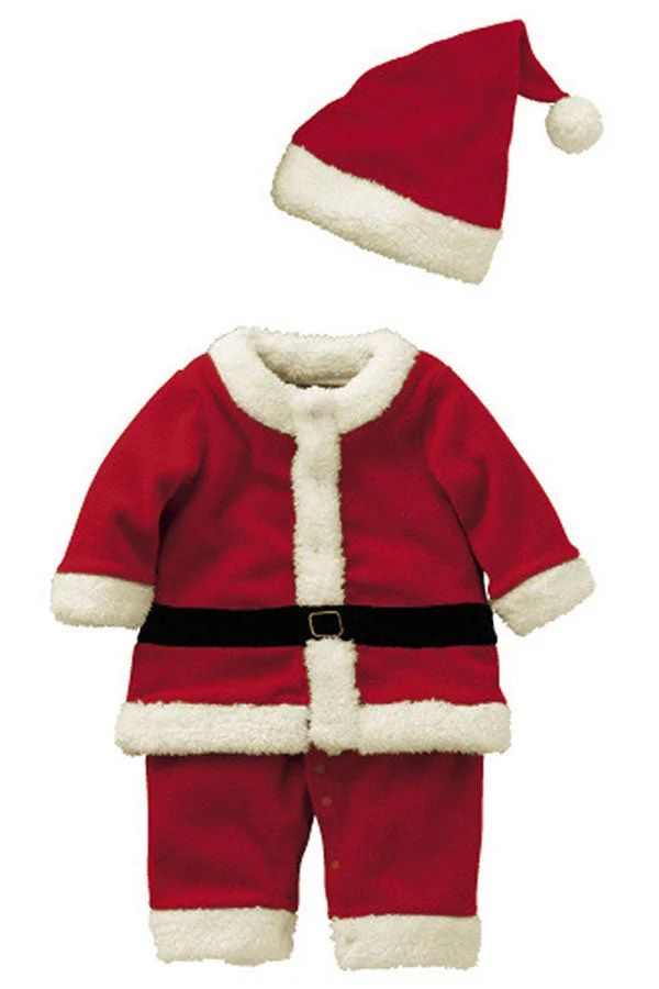 Christmas Boys Toddler Santa Claus Costume Cute Long Sleeve Red-elleschic