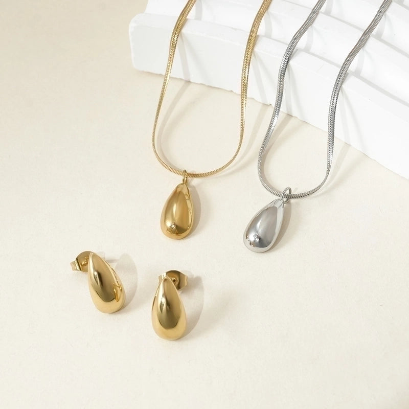 Elegant Retro Minimalist Geometric 304 Stainless Steel 14K Gold Plated Polishing Plating Earrings Necklace