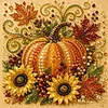 Framed Pumpkin Sunflower - Pearls Painting Kit DIY Halloween Diamond Painting Pearl Dot Crafts 30x30CM