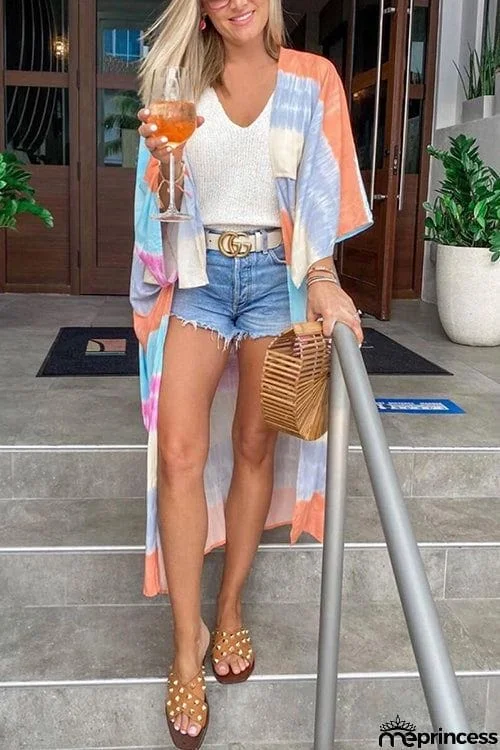 Tie Dye Stripe Kimono