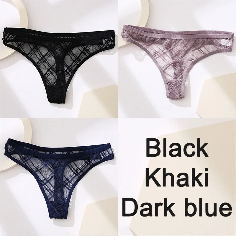Sexy Lingerie Lace Panties Women Underwear G-String Perspective Thong Pantys Mesh Low Waist Female Briefs Intimate Underpants