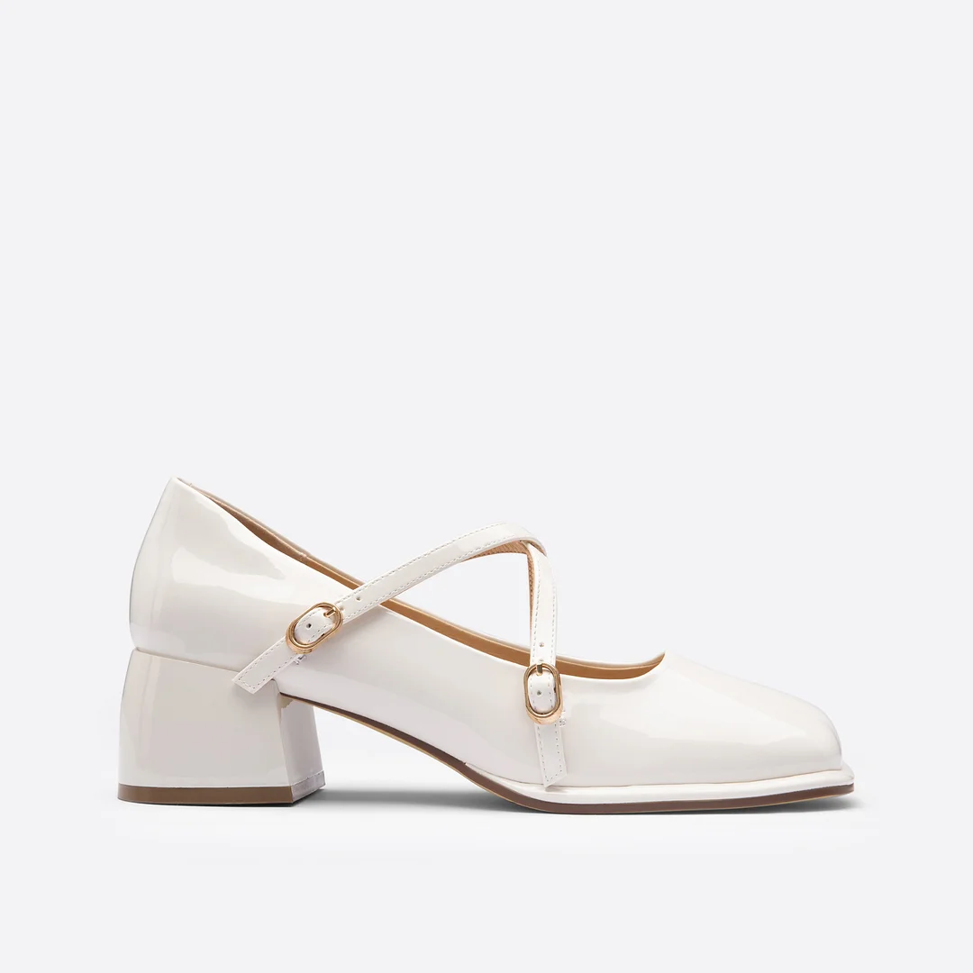 Vintage Pin Buckle Square Toe Mary Janes