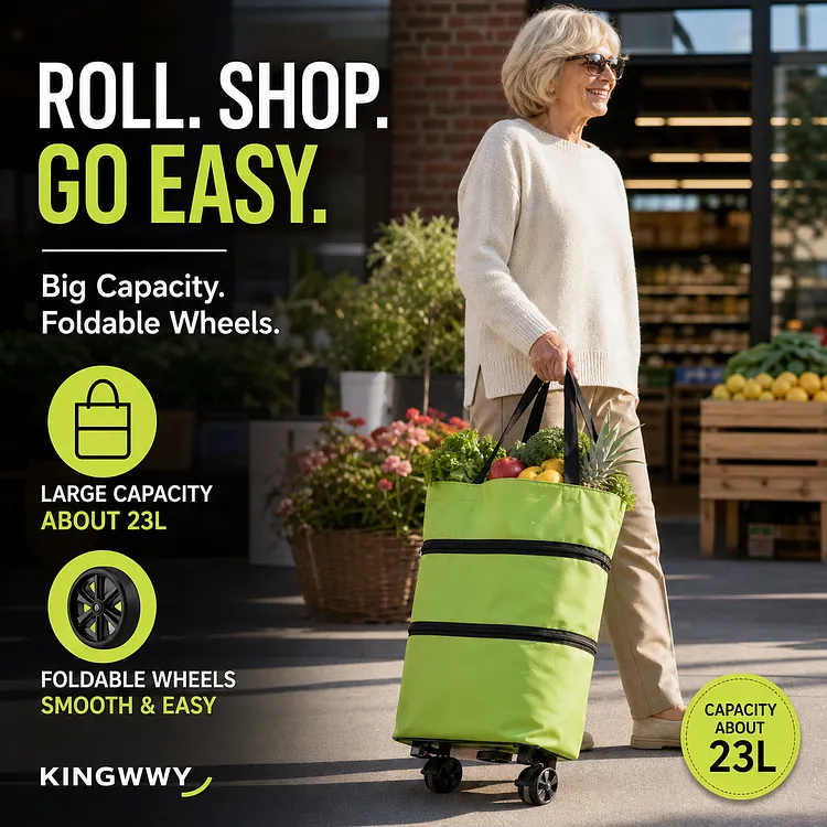 2-in-1 carry & roll, 23L & 600D Oxford. 