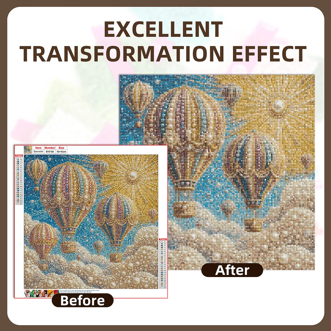 Hot Air Balloon Pearl Full DIY 5D Round Drill Gem Art Diamond Painting Kits 15.75x15.75 in Diamond Dots Paintings Picture Arts Craft Diamond Art Kits for Adults Beginner Home Wall Decor