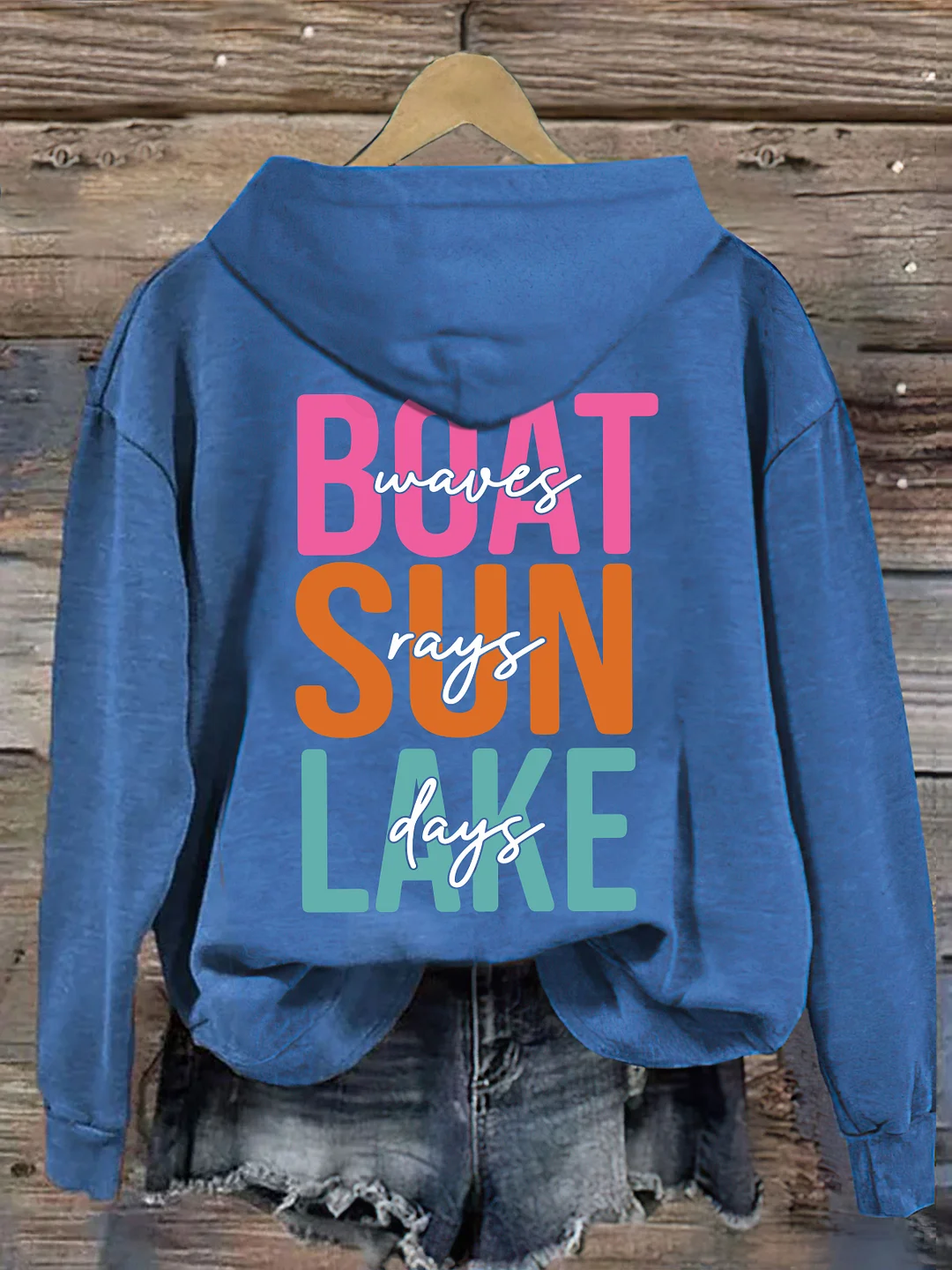 Boat Waves Sun Rays Lake Days Hoodie