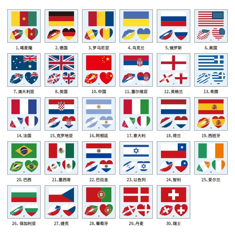 National Flag Tattoo Sticker Marathon lips patriotic Face Body Sticker Disposable Waterproof Tattoo Sticker