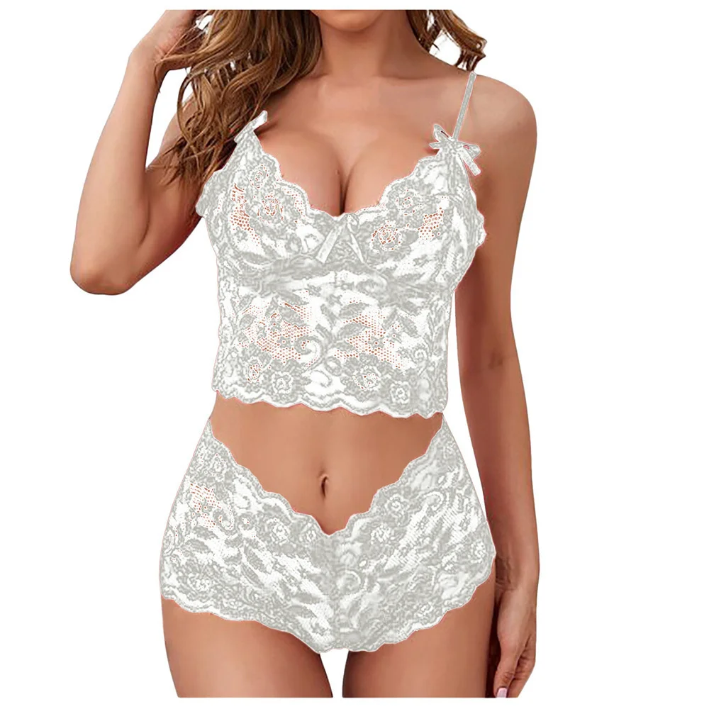 Brownm Sex Lingerie Sexy Perspective Lace Slings Adjustment Chest Three-Point Set