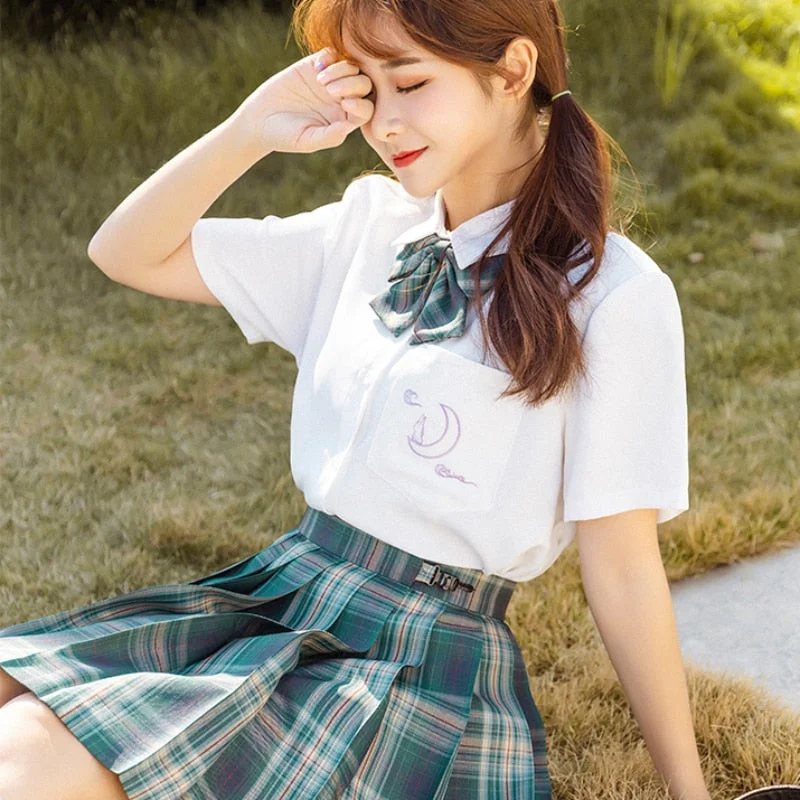 Zoki Green Plaid Women Mini Skirt Fashion Bow Summer School Girls Jk Pleated Skirt High Waist A Line Elegant Preppy Skirts 2021