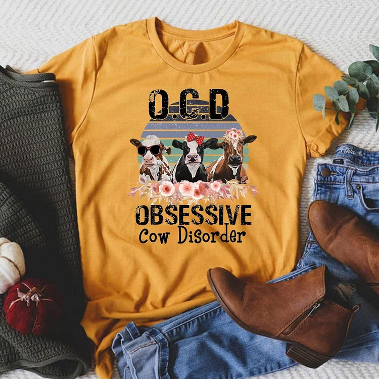 Obsessive Cow Disorder Round Neck T-shirt