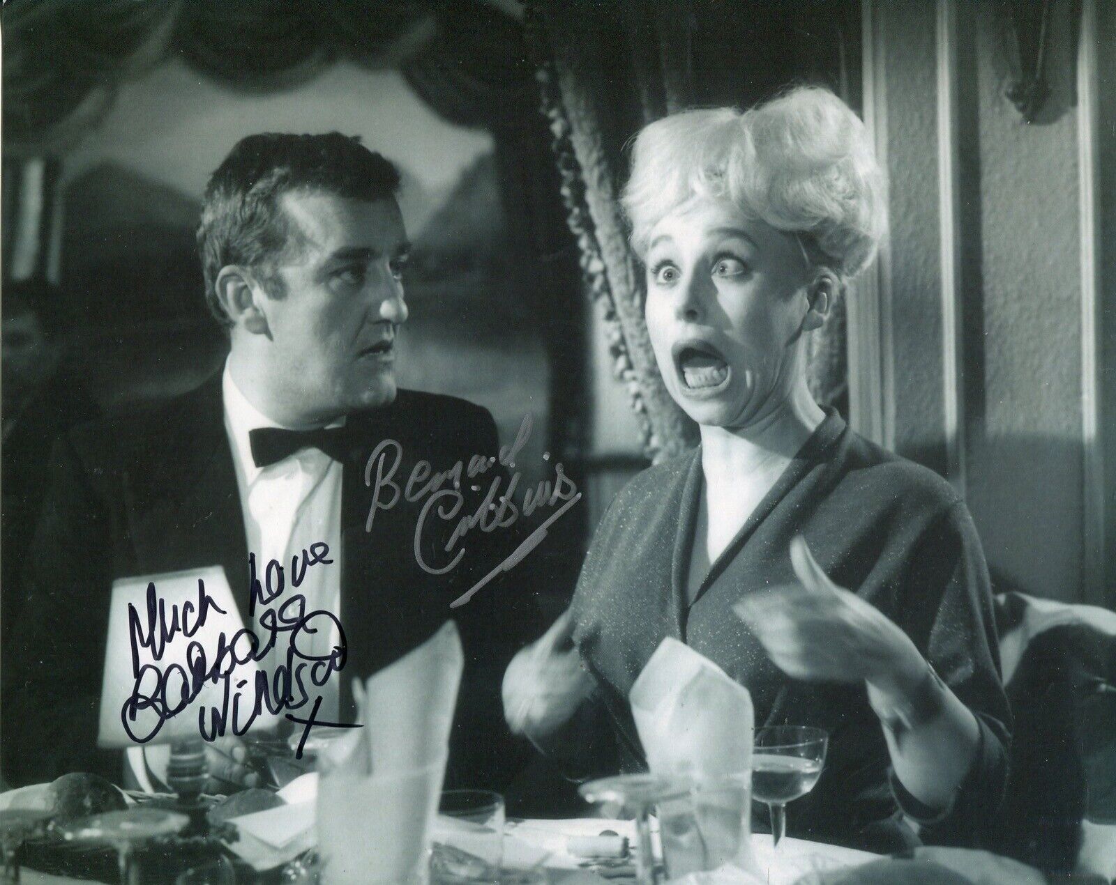 Carry On Spying Photo Poster painting signed by BARBARA WINDSOR and BERNARD CRIBBINS UACC DEALER