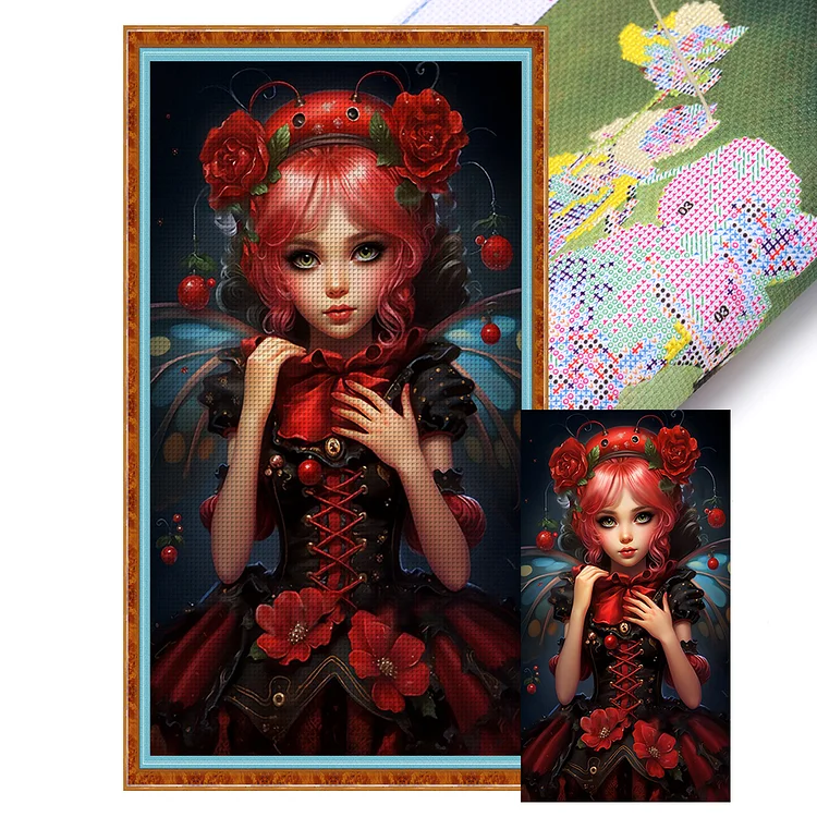 『YiShu』Rose Girl - 11CT Stamped Cross Stitch(40*70cm)