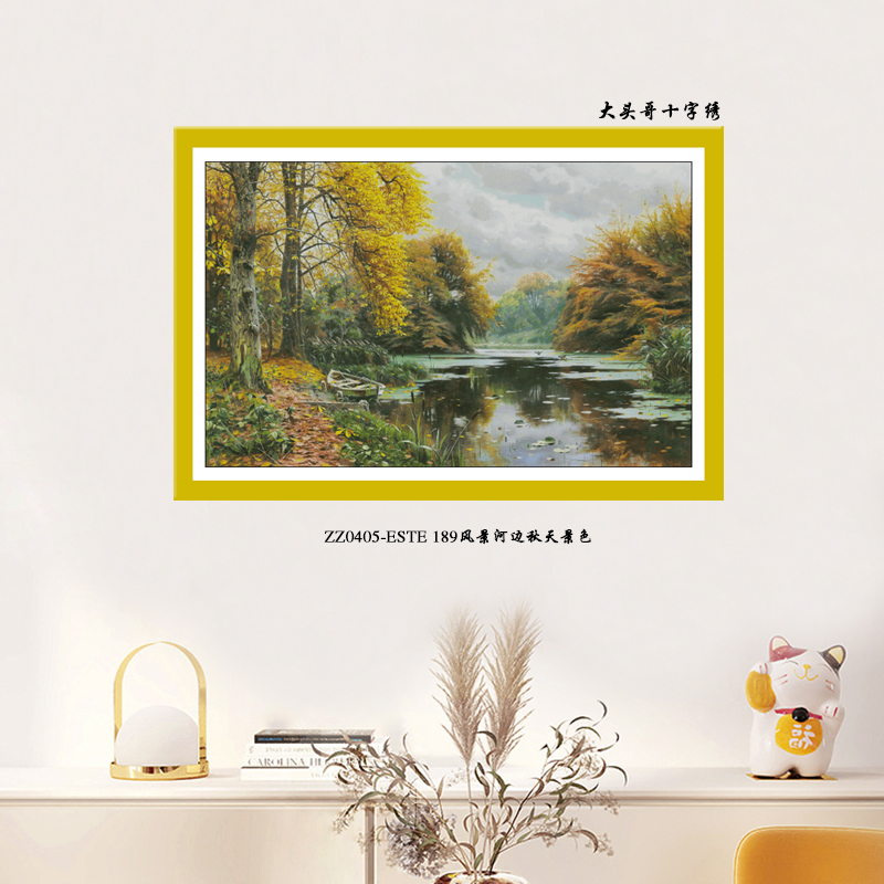 [ZZ0405-Scenic Riverside Autumn Scenic]  Painting Fairy Cross Stitch